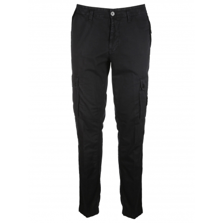 Stone Island pantalone uomo cargo paracadute tela stretch nero