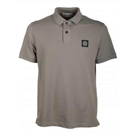 Stone Island polo uomo in cotone e micrologo grigio