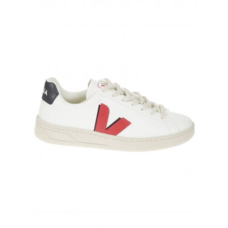 Veja scarpa uomo urca in pelle bianco e logo rosso