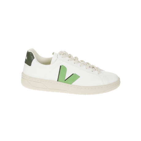 Veja scarpa uomo urca in pelle bianca e logo verde lime