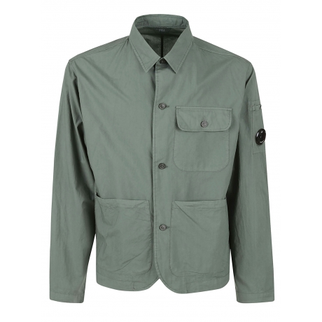 Cpcompany overshirt uomo con chiusura bottoni in popoline di cotone verde