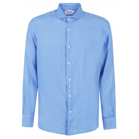 Saint Barth camicia uomo pamplona in lino celeste