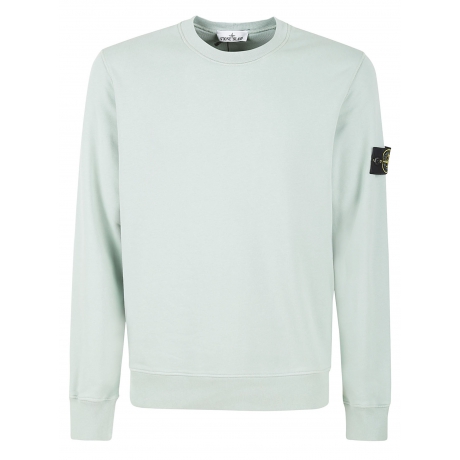 Stone Island felpa uomo girocollo in cotone verde chiaro