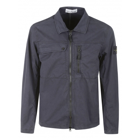 Stone Island overshirt uomo in twill di cotone supima blu