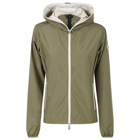 Save The Duck giacca cerata donna stella con zip in contrasto verde