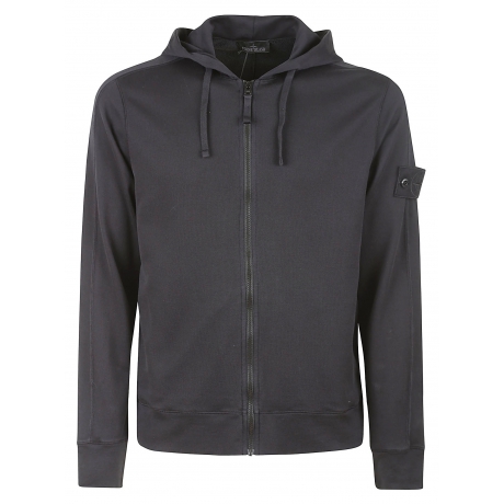 Stone Island felpa uomo con zip in cotone nero