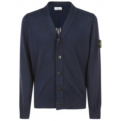 Stone Island cardigan uomo in cotone blu