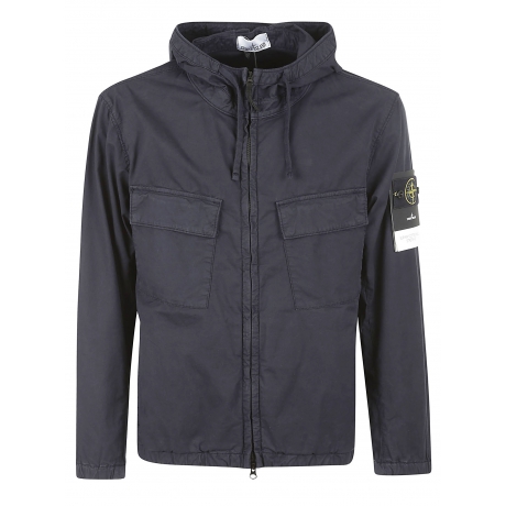 Stone Island overshirt uomo con cappuccio blu