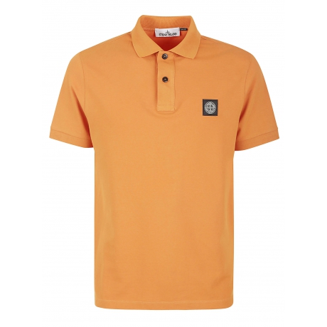 Stone Island polo uomo in cotone e micrologo arancio