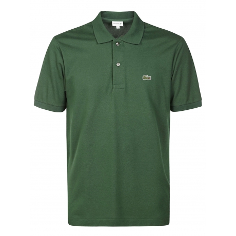 Lacoste polo uomo verde con manica corta in cotone piqué