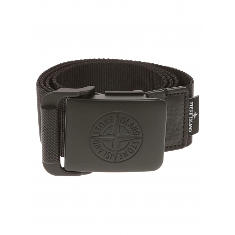 Stone Island cintura uomo in nylon e pelle nera