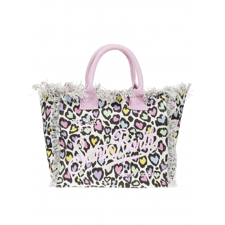 Saint Barth borsa donna vanity in tela con cuore animalier