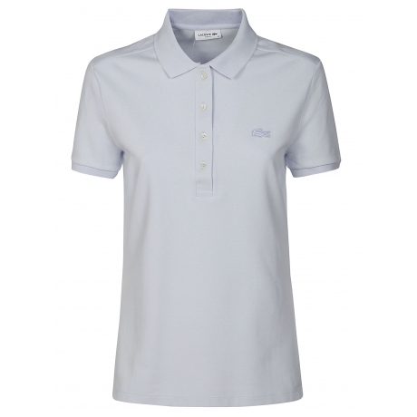 Lacoste polo donna celeste  in piqué di cotone stretch slim fit