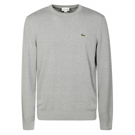 Lacoste maglia uomo grigio girocollo maniche lunghe in cotone