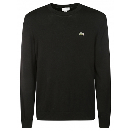 Lacoste maglia uomo nero girocollo maniche lunghe in cotone