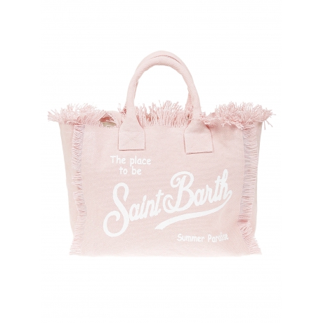 Saint Barth borsa donna a mano in tela di cotone rosa