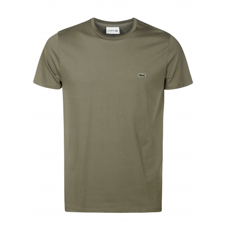 Lacoste t-shirt uomo verde militare taglio classico in jersey di cotone