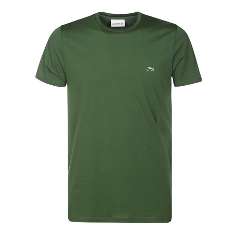 Lacoste t-shirt uomo verde taglio classico in jersey di cotone