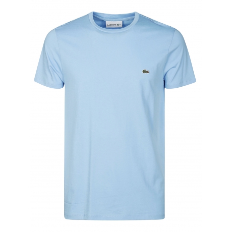 Lacoste t-shirt uomo celeste taglio classico in jersey di cotone