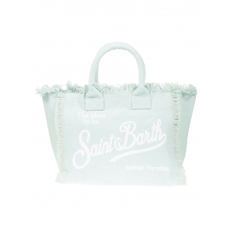 Saint Barth borsa donna vanity in tela verde acqua