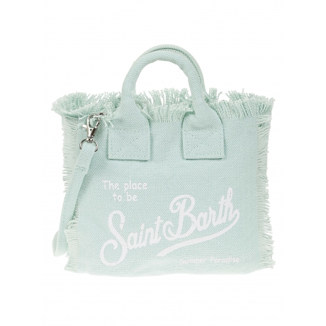 Saint Barth borsa donna vanity mini in tela verde acqua