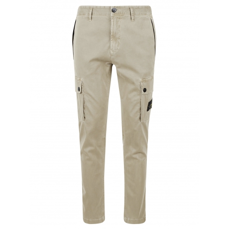 Stone Island pantalone cargo beige uomo in cotone vestibilità slim