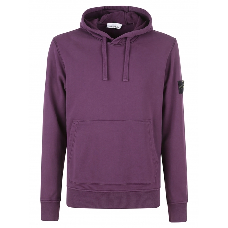 Stone Island Felpa bordeaux uomo in cotone leggero con cappuccio