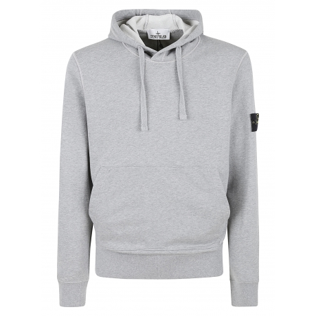 Stone Island Felpa grigio uomo in cotone leggero con cappuccio