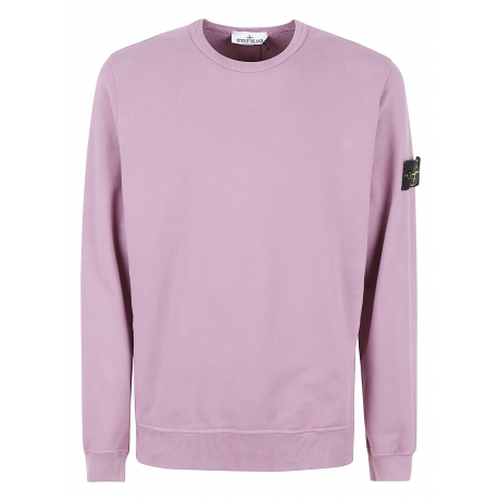 Stone Island Felpa girocollo rosa uomo in cotone pesante