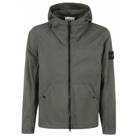 Stone Island giubbino verde uomo in cotone con zip e cappuccio