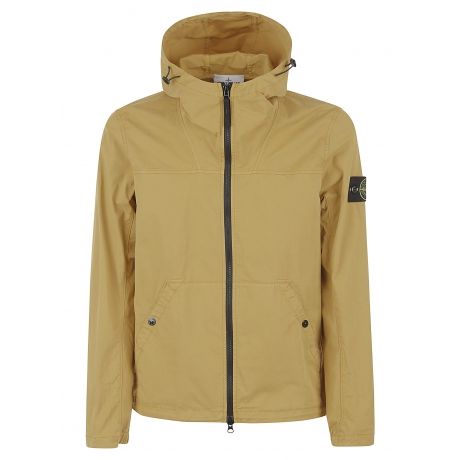 Stone Island Giubbino giallo uomo in cotone con zip e cappuccio