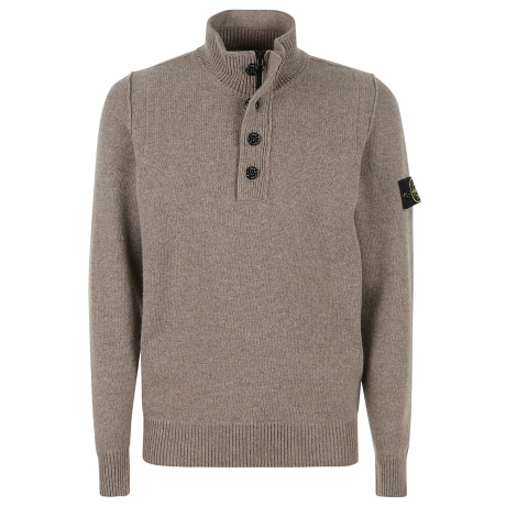 Stone Island maglia beige uomo in misto lana con bottoni