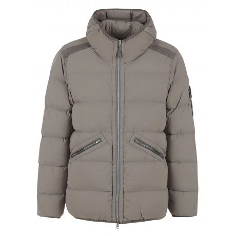 Stone Island giubbino beige uomo in nylon trapuntato con cappuccio