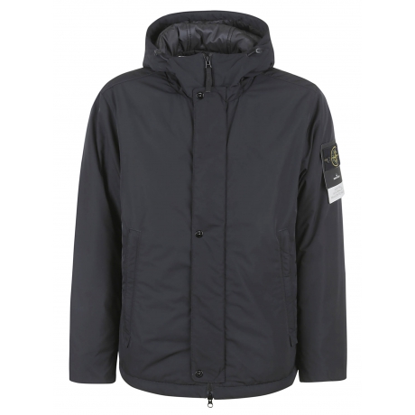 Stone Island giubbino nero uomo in micro twill con cappuccio