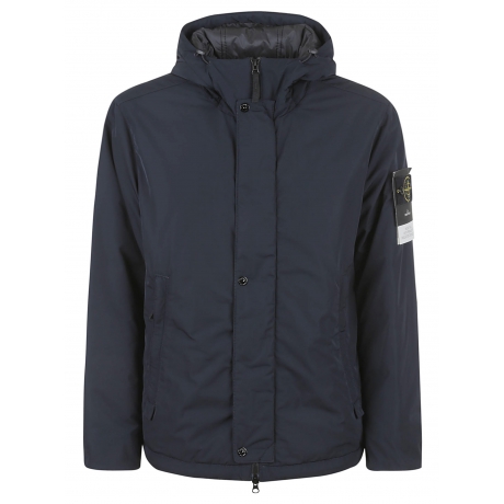 Stone Island giubbino blu uomo in micro twill con cappuccio