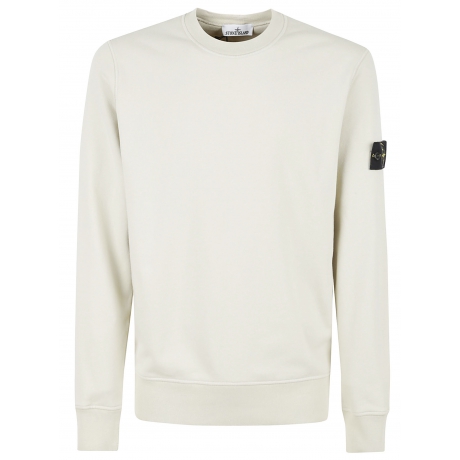 Stone Island felpa girocollo beige chiaro uomo in cotone leggero tinto capo