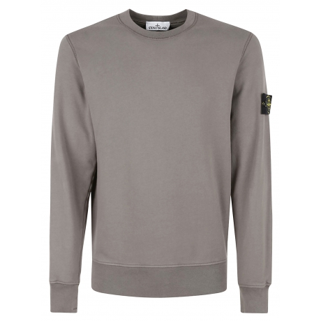 Stone Island felpa girocollo beige uomo in cotone leggero tinto capo