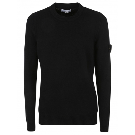 Stone Island Maglia girocollo nero uomo in misto lana