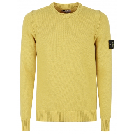 Stone Island Maglia girocollo giallo uomo in misto lana