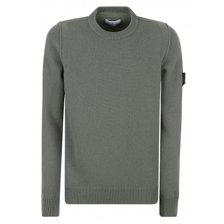 Stone Island maglia girocollo verde uomo in misto lana