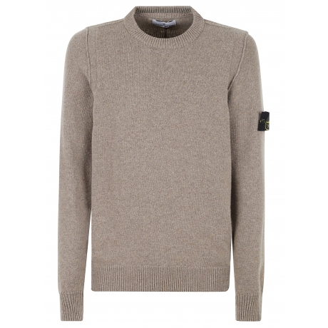 Stone Island maglia girocollo beige uomo in misto lana