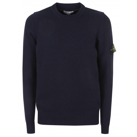 Stone Island maglia girocollo blu uomo in misto lana