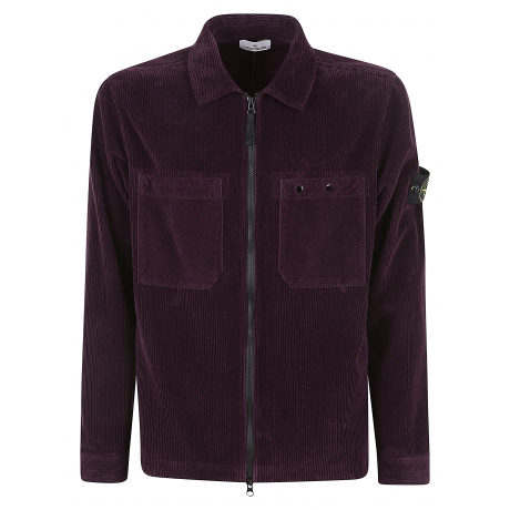 Stone Island Giubbino bordeaux uomo in velluto a coste con zip