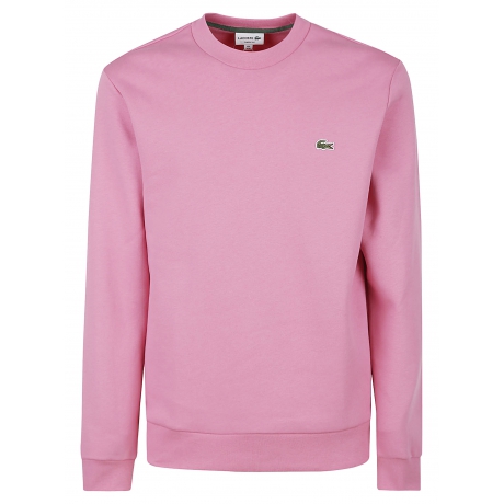 Lacoste Felpa rosa uomo girocollo in cotone