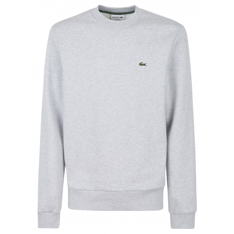 Lacoste felpa grigio uomo girocollo in cotone