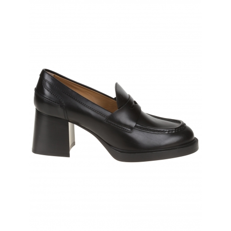 Tod's scarpe nero donna in pelle tacco largo alto