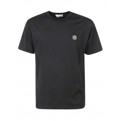 Stone Island Maglia nero uomo in cotone con micro logo