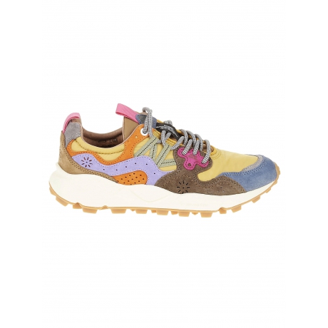 Flower Mountain Scarpe blu giallo e marrone donna in suede e nylon