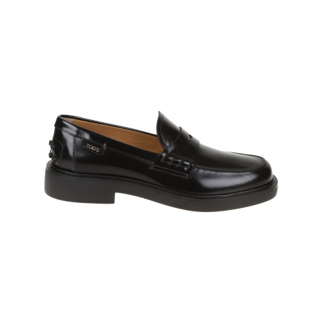 Tod's scarpe nero donna mocassino in pelle lucida con gommini decorativi