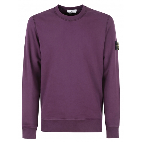 Stone Island felpa bordeaux uomo girocollo in pile di cotone